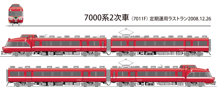 名鉄7000系パノラマカー（2次車）白帯車\u0026名鉄3400系